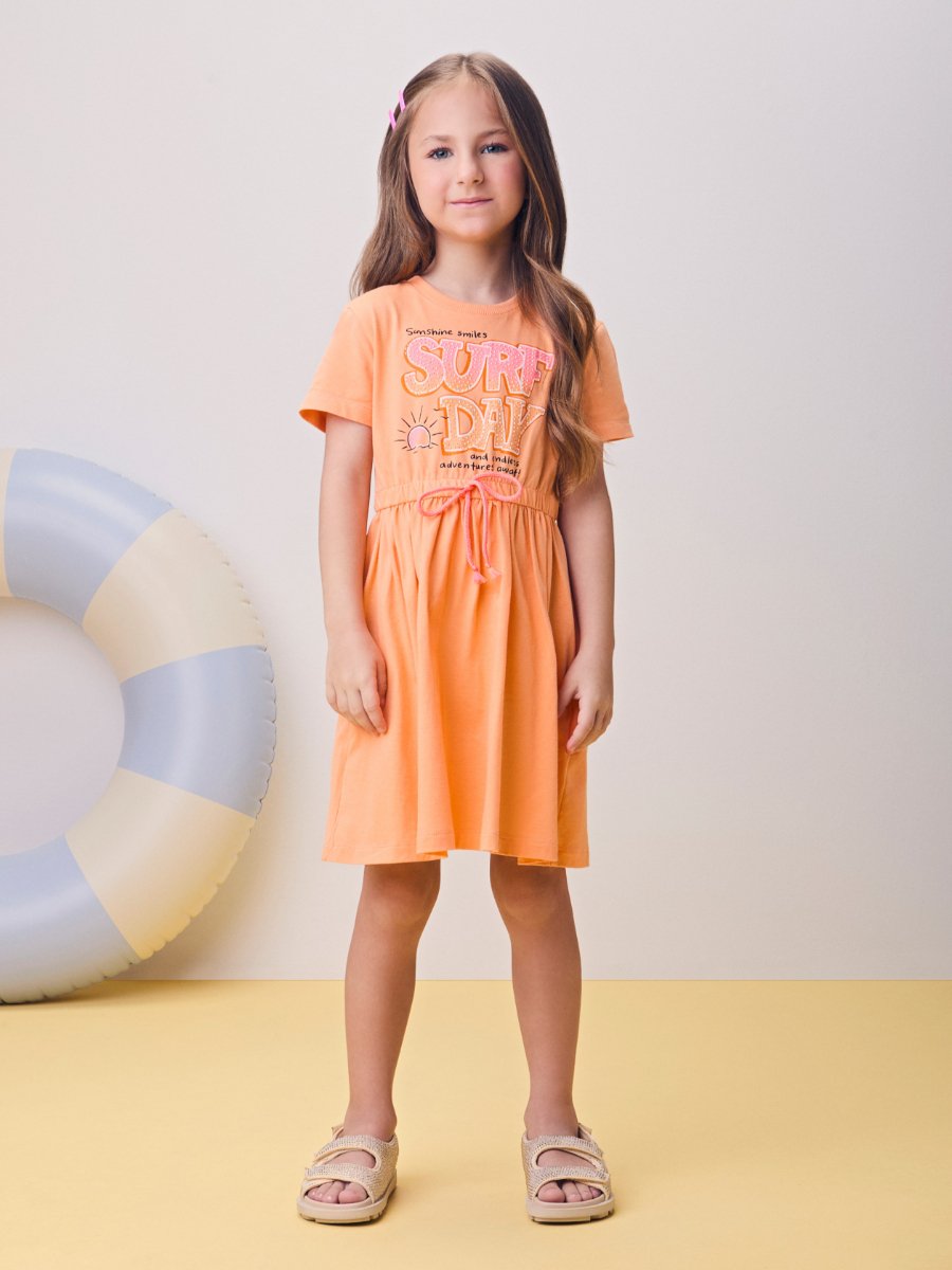 Orange Lace-Up Surf Day Dress