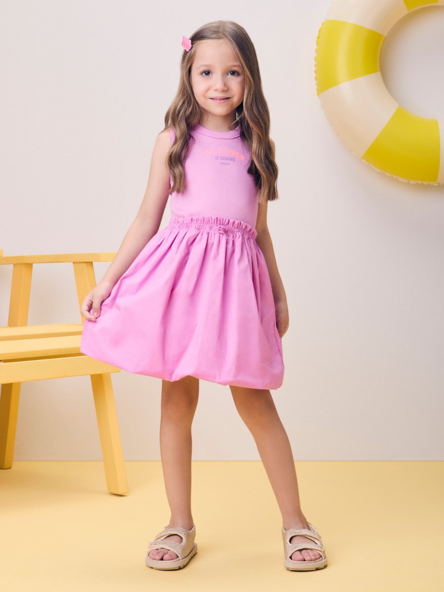 Pink Dress with Balloon Skirt