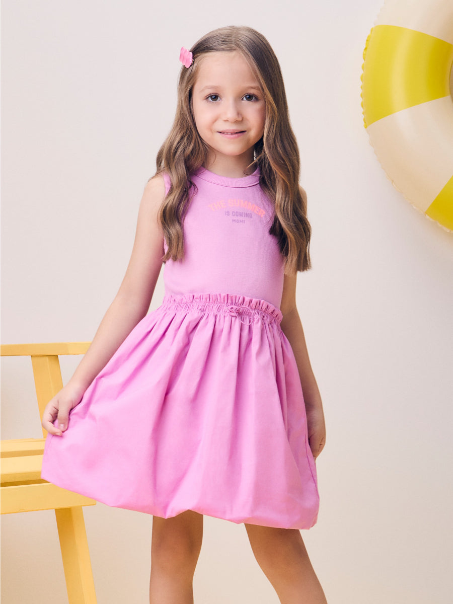 Pink Dress with Balloon Skirt
