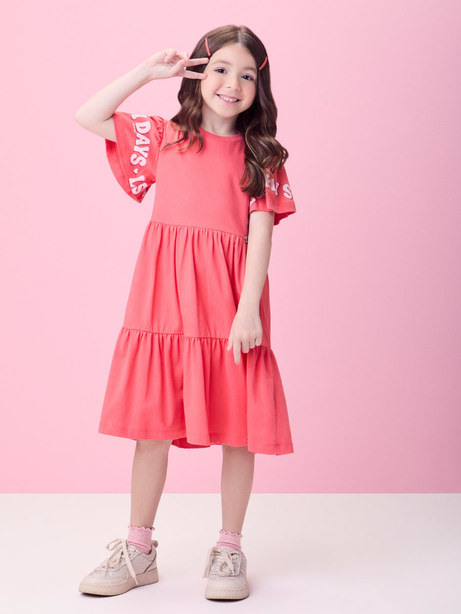 Coral Pink Dress with Pendant