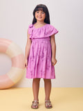 Purple Laise Dress with Ruffles