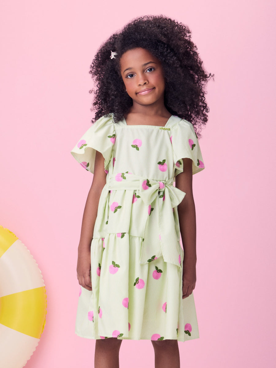 Light Green Apple Dress with Bow