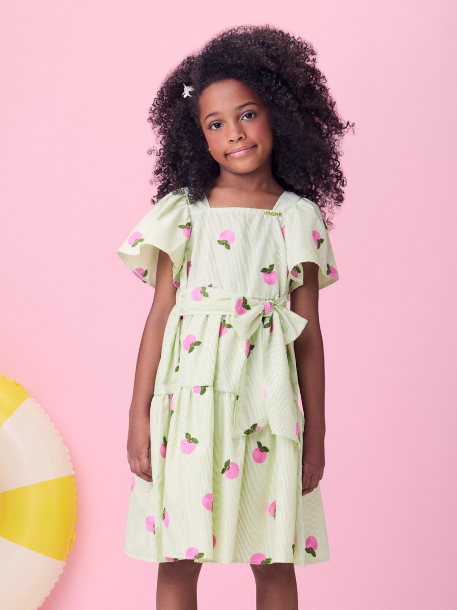 Light Green Apple Dress with Bow