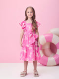 Pink Butterfly Tricoline Dress
