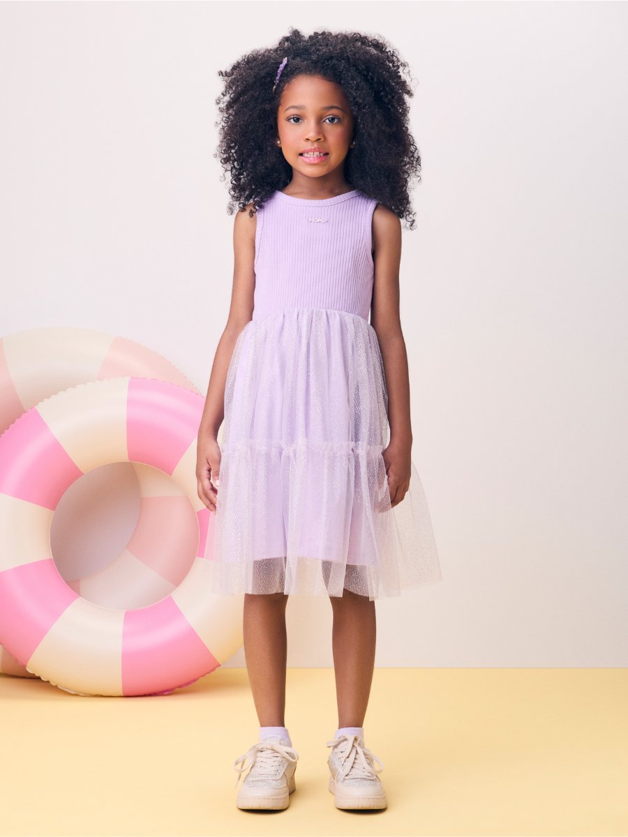 Lilac Dress with Tulle Skirt