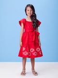 Preppy Red Flower Dress