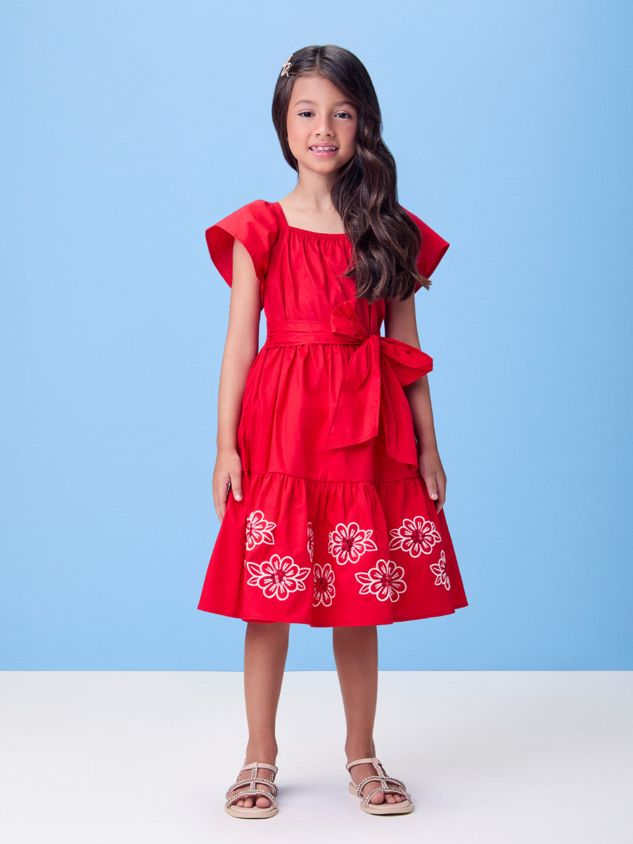 Preppy Red Flower Dress