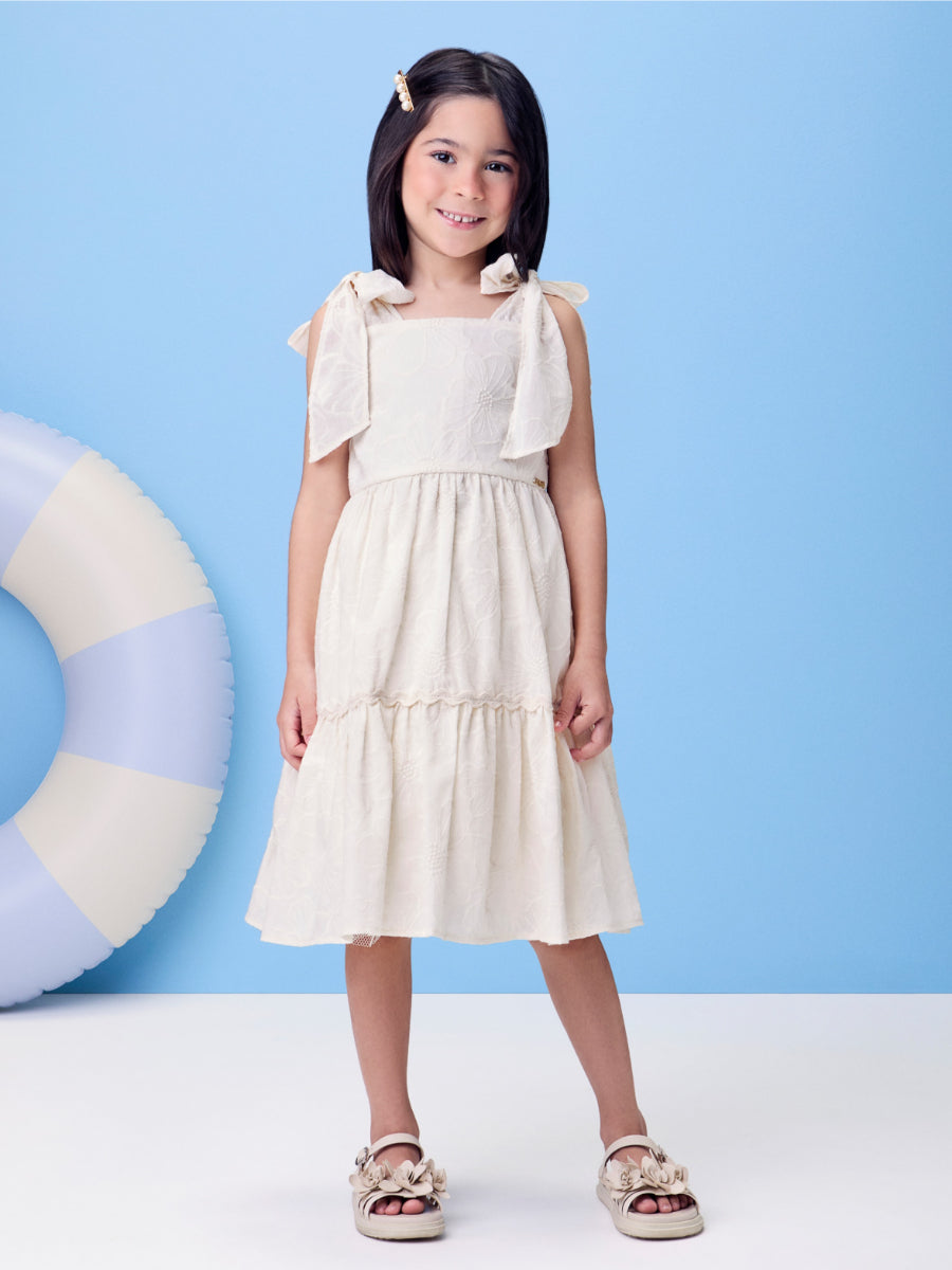 Laise Dress with Flower Embroidery