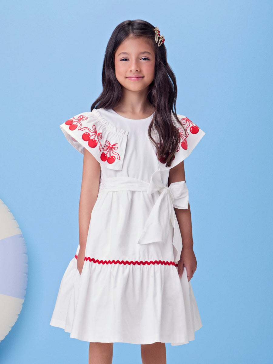Cherries Tricoline Dress