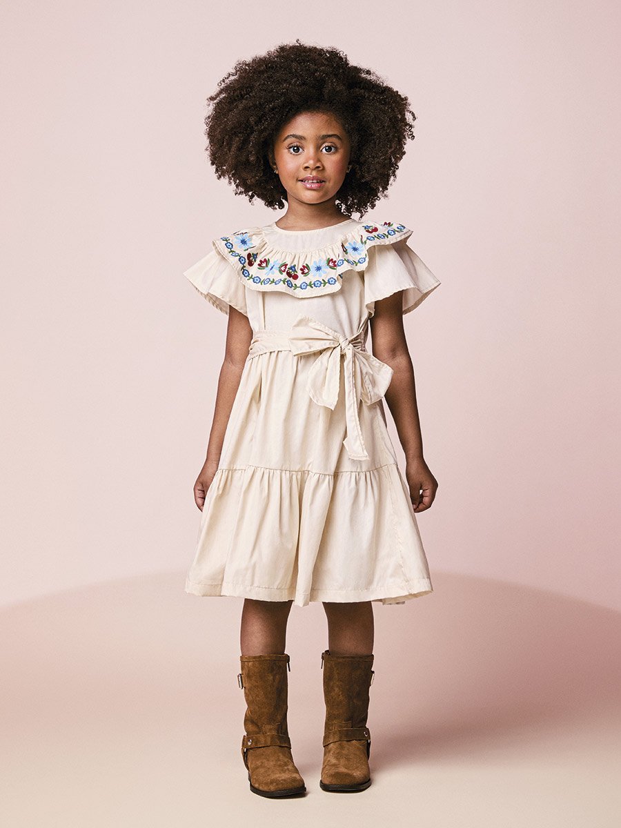 Girls Dress with Floral Embroidery