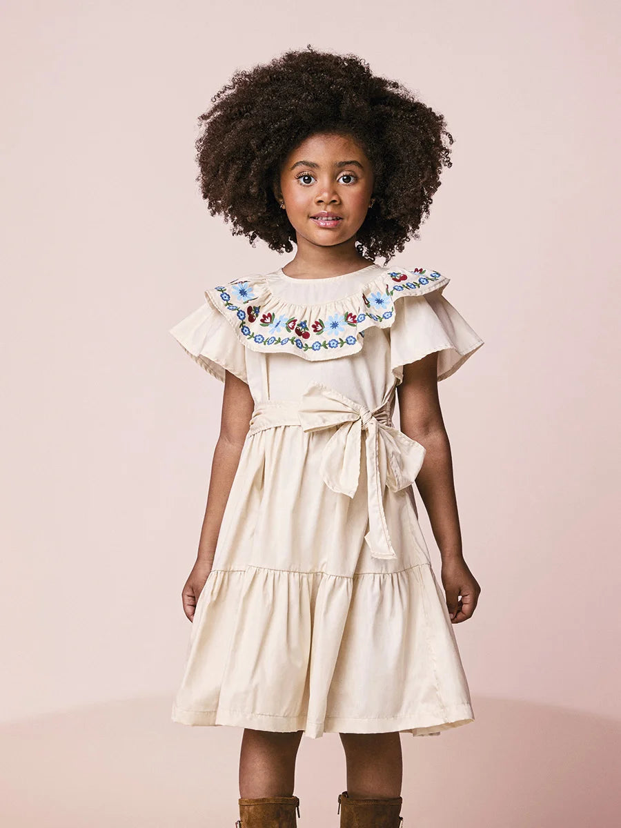 Girls Dress with Floral Embroidery