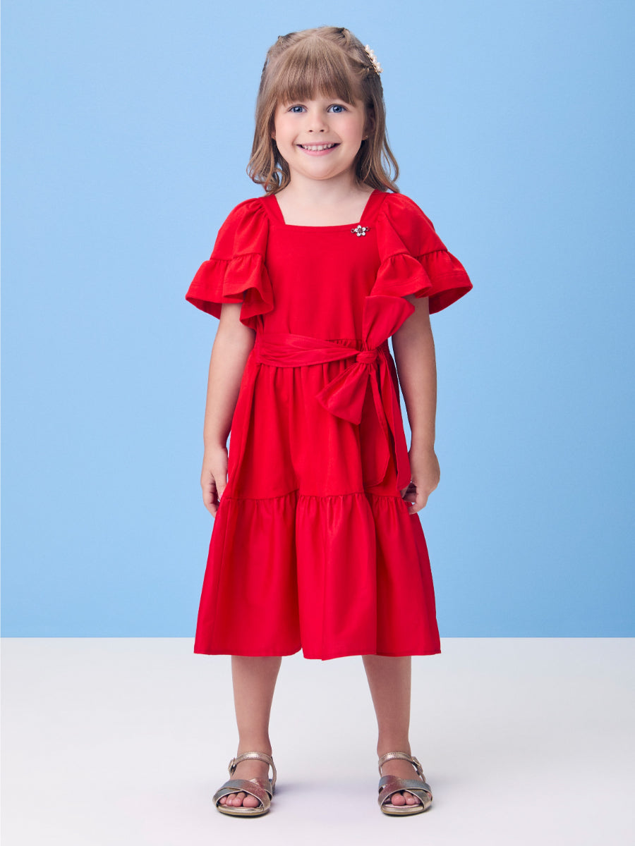 Preppy Red Dress with Bow