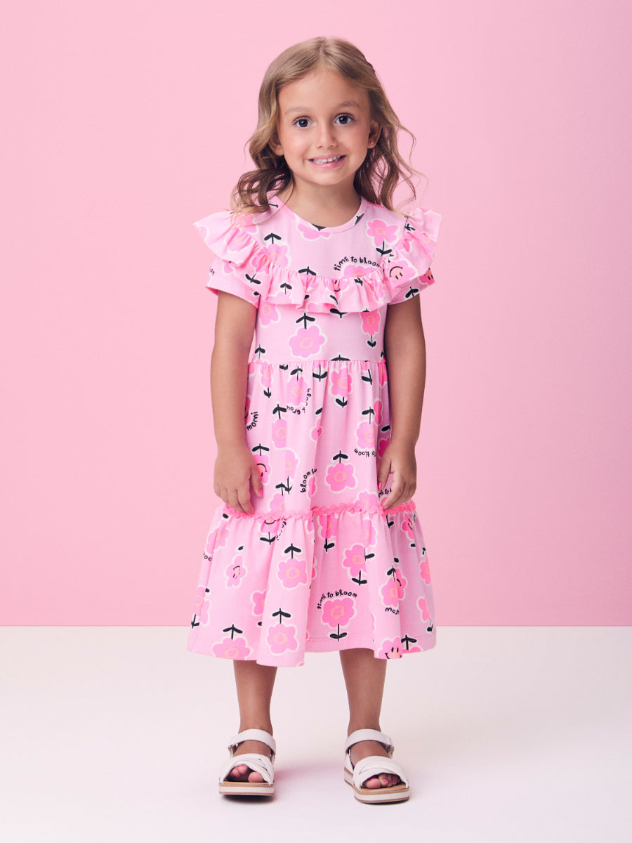 Pink Dress with Abstract Flowers