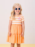 Orange Striped Dress with Cherry Patch