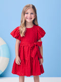 Red Balloon Sleeve Dress