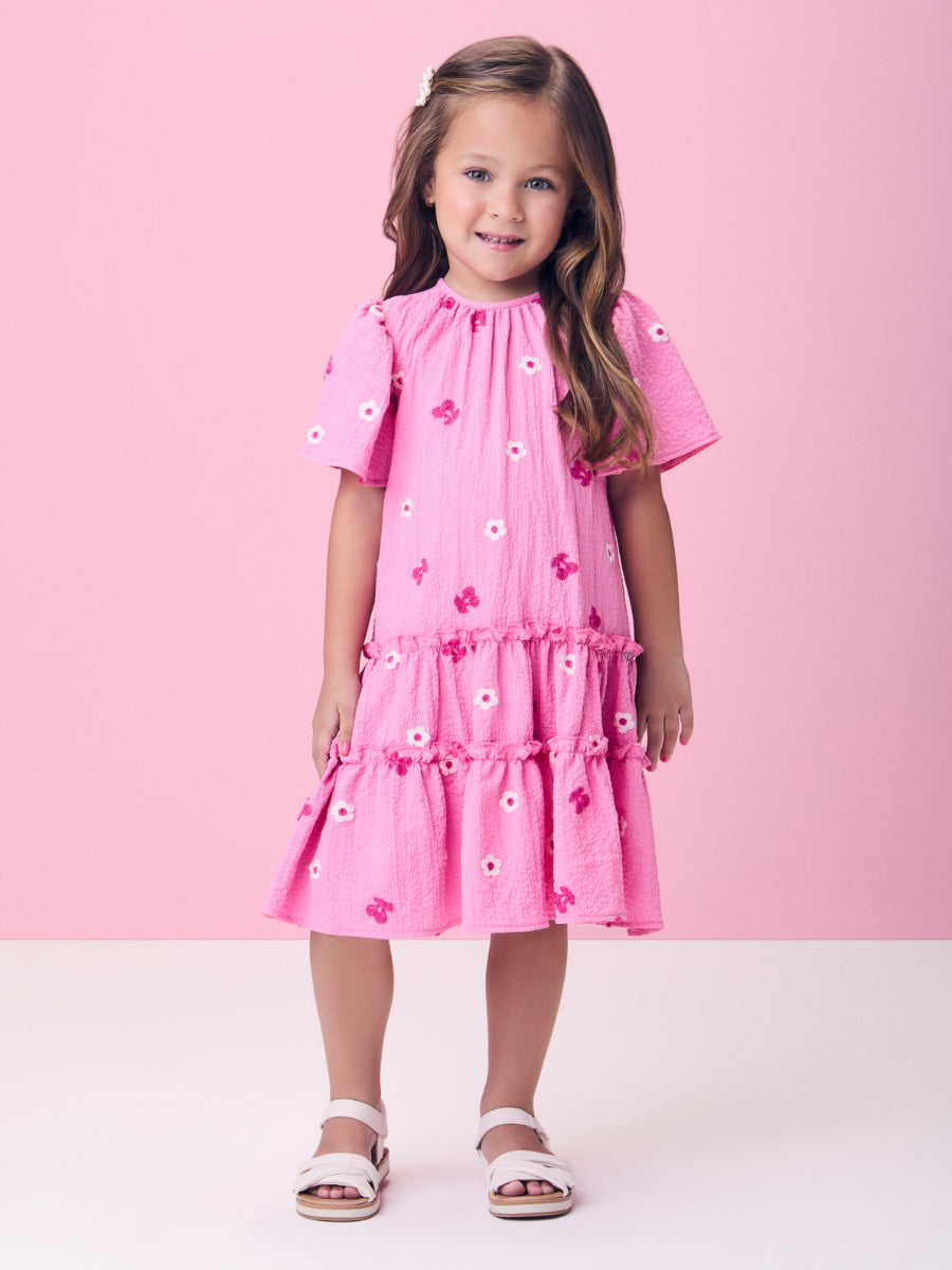 Pink Floral Ruched Dress