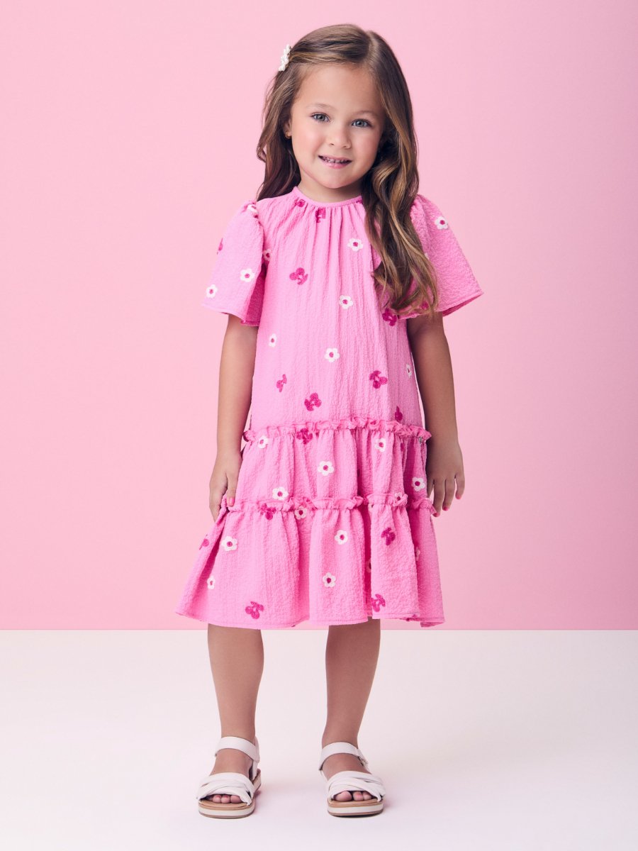 Pink Floral Ruched Dress