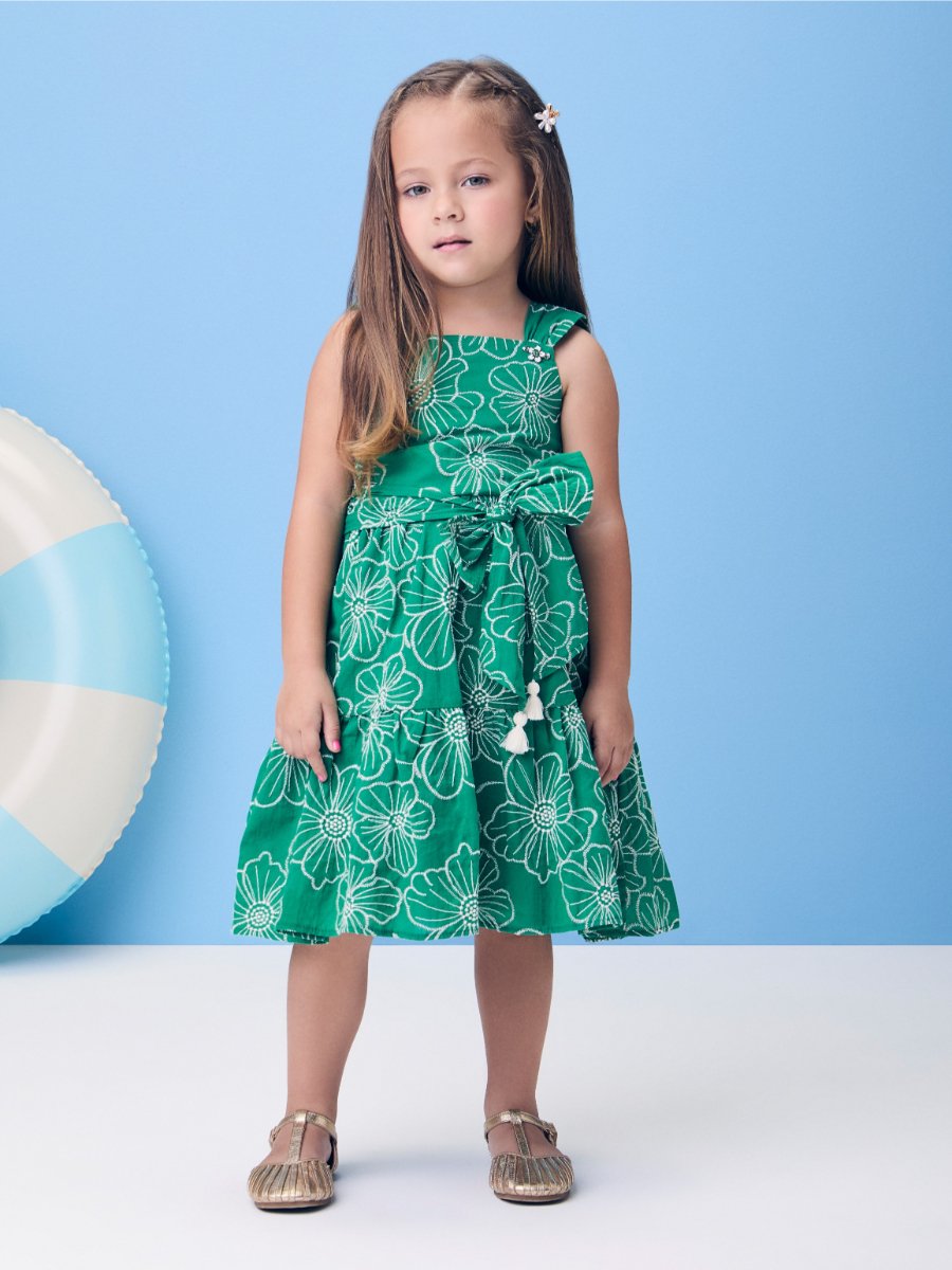 Laise Green Dress with Embroidery