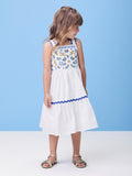 Off Dress with Flower Embroidery