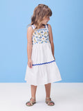 Off Dress with Flower Embroidery