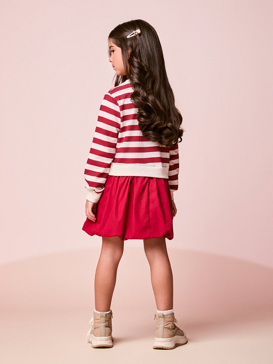 Girls Balloon Dress with Cherry Patch