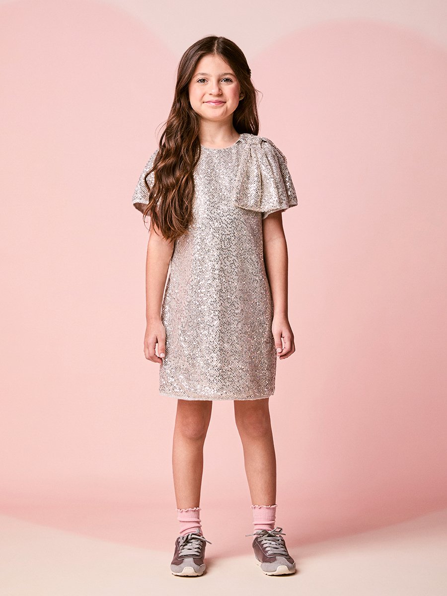 Children's Girl's Mesh Dress with Sequins
